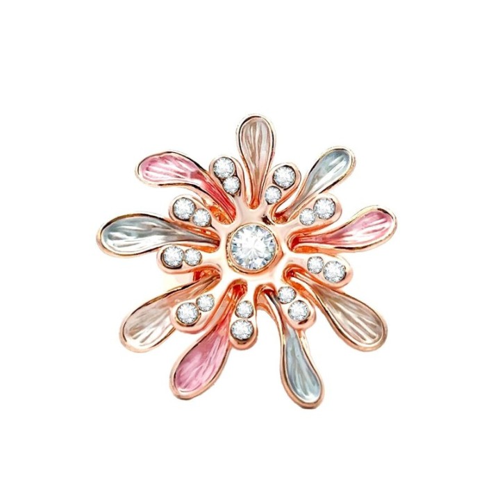 Anello Elastico Fiore Smaltato Rosa