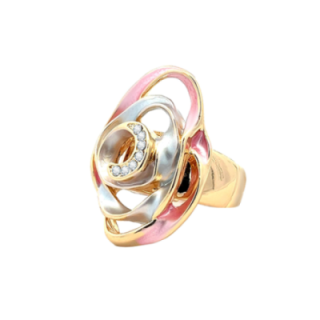 Anello Elastico Fiore Smaltato Rosa