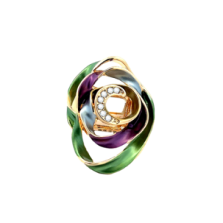 Anello Elastico Fiore Smaltato Verde