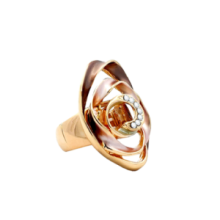 Anello Elastico Fiore Smaltato Caffè