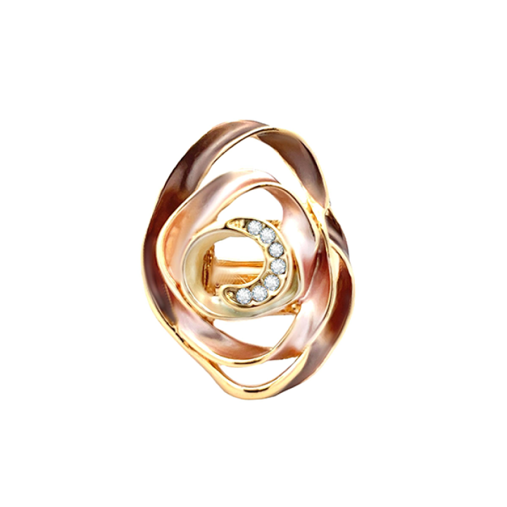 Anello Elastico Fiore Smaltato Caffè