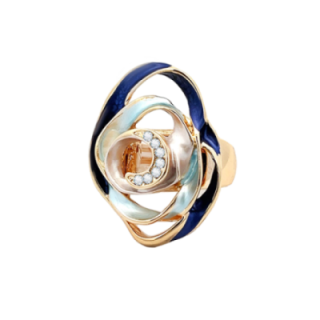 Anello Elastico Fiore Smaltato Blu