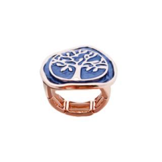 Anello Albero Della Vita Smaltato Blu Notte