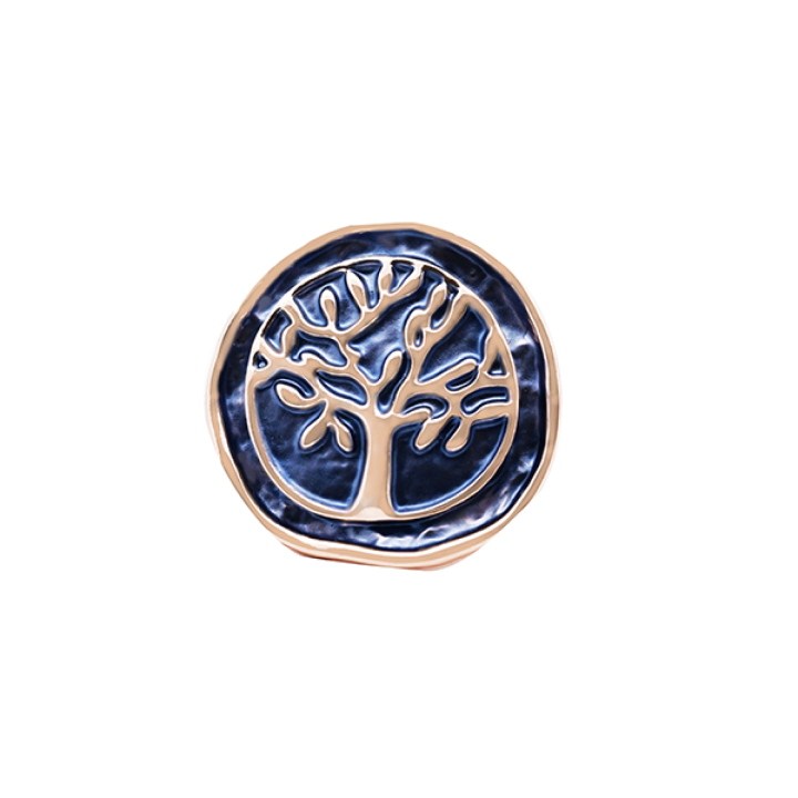Anello Albero Della Vita Smaltato Blu Notte