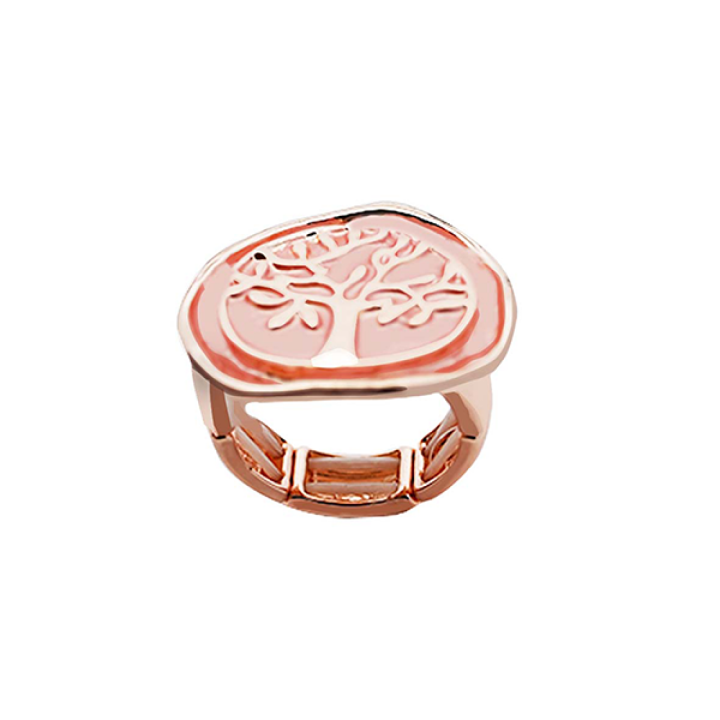 Anello Albero Della Vita Smaltato Rosa