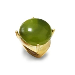 Grande Anello Elastico Tondo GJ In Resina con Pietra Verde