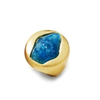 Grande Anello Elastico Tondo AK In Resina con Pietra Azzurra