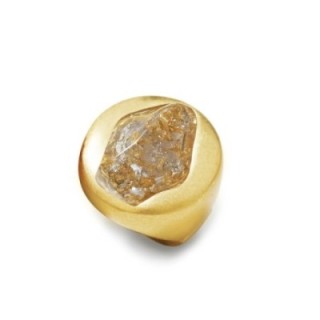 Grande Anello Elastico Tondo AK In Resina con Pietra Bianca