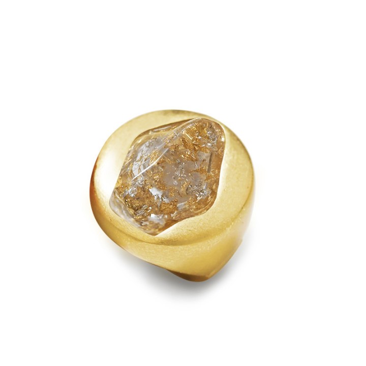 Grande Anello Elastico Tondo AK In Resina con Pietra Bianca