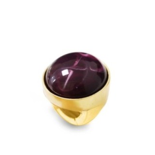 Grande Anello Elastico Tondo QW In Resina con Pietra Viola