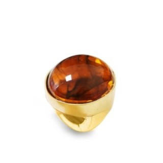 Grande Anello Elastico Tondo QW In Resina con Pietra Ambra