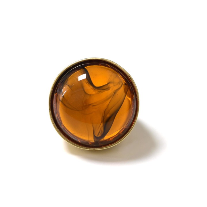 Grande Anello Elastico Tondo QW In Resina con Pietra Ambra