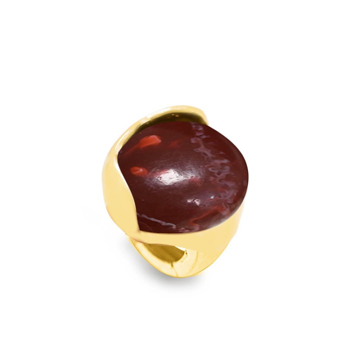 Grande Anello Elastico Tondo XTX In Resina con Pietra Rossa