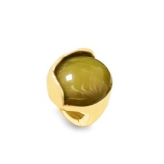 Grande Anello Elastico Tondo XTX In Resina con Pietra Verde