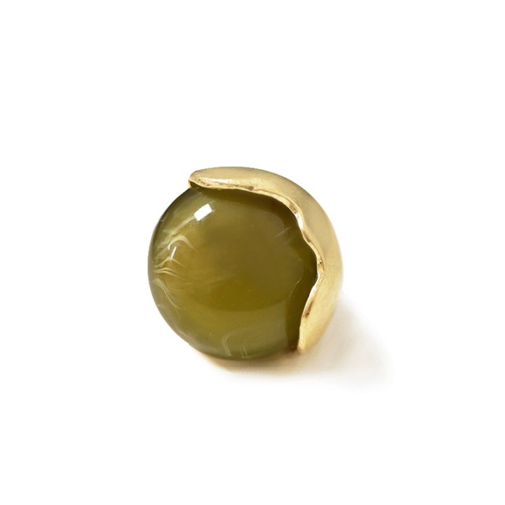 Grande Anello Elastico Tondo XTX In Resina con Pietra Verde