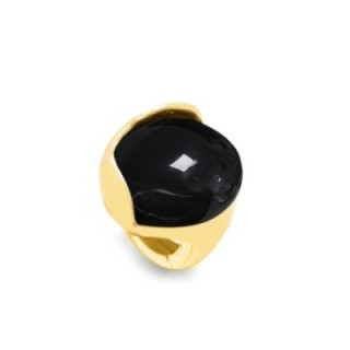 Grande Anello Elastico Tondo XTX In Resina con Pietra Nera