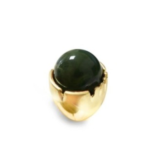 Grande Anello Elastico Tondo In Resina con Pietra Verde