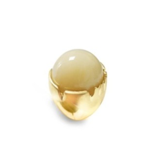 Grande Anello Elastico Tondo In Resina con Pietra Bianca