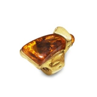 Grande Anello Elastico Scultoreo In Resina con Pietra Ambra
