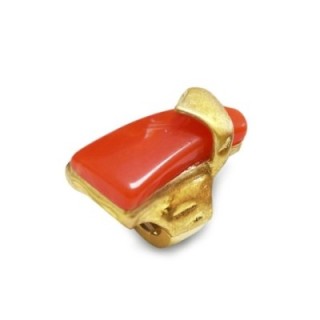 Grande Anello Elastico Scultoreo In Resina con Pietra Arancione