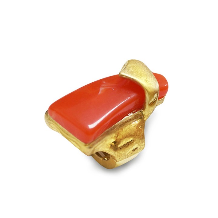 Grande Anello Elastico Scultoreo In Resina con Pietra Arancione