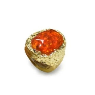 Grande Anello Elastico Ovale TX In Resina con Pietra Arancione