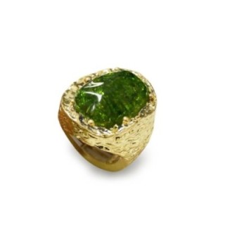 Grande Anello Elastico Ovale TX In Resina con Pietra Verde