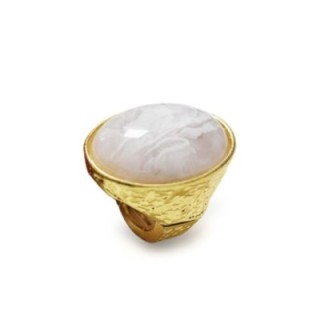 Grande Anello Elastico Ovale PX In Resina con Pietra Bianca
