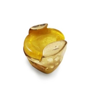 Grande Anello Elastico Anforato In Resina con Pietra Gialla