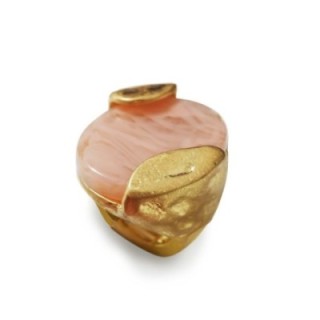 Grande Anello Elastico Anforato In Resina con Pietra Rosa