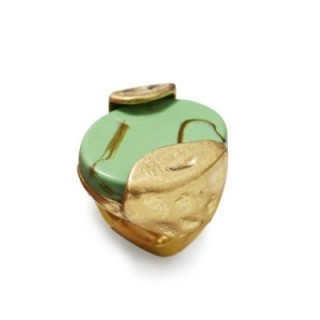 Grande Anello Elastico Anforato In Resina con Pietra Verde Acqua