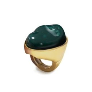 Grande Anello Elastico Ovale DK In Resina con Pietra Verde