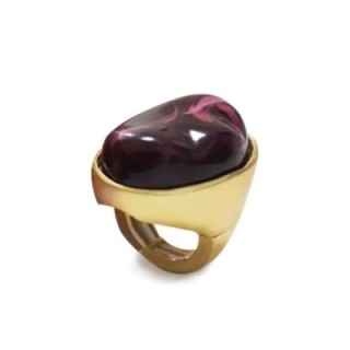 Grande Anello Elastico Ovale DK In Resina con Pietra Viola