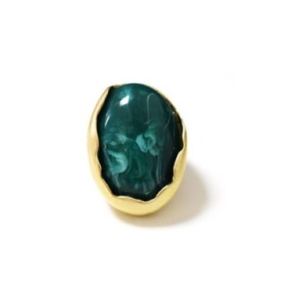 Grande Anello Elastico Ovale DOME In Resina con Pietra Viola