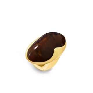 Grande Anello Elastico Ovale SUK In Resina con Pietra Caffè