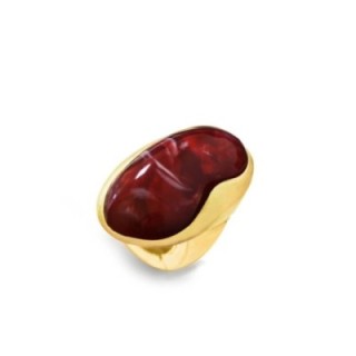 Grande Anello Elastico Ovale SUK In Resina con Pietra Rosso