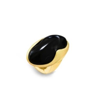 Grande Anello Elastico Ovale SUK In Resina con Pietra Verde