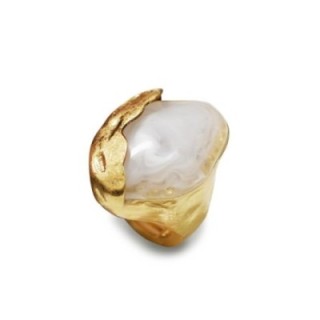 Grande Anello Elastico Organico JPS In Resina con Pietra Bianco