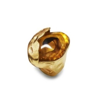 Grande Anello Elastico Organico JPS In Resina con Pietra Ambra