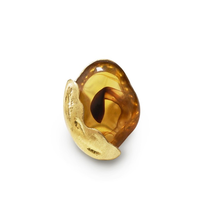 Grande Anello Elastico Organico JPS In Resina con Pietra Ambra