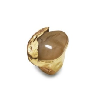 Grande Anello Elastico Organico JPS In Resina con Pietra Marrone