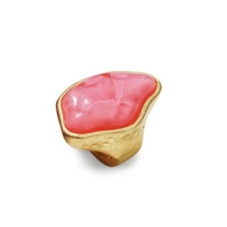Grande Anello Elastico Irregolare FK In Resina  con Pietra Rosa