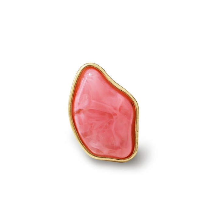 Grande Anello Elastico Irregolare FK In Resina  con Pietra Rosa