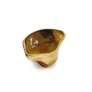 Grande Anello Elastico Irregolare FK In Resina  con Pietra Marrone