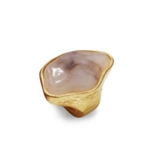 Grande Anello Elastico Irregolare FK In Resina  con Pietra Biege
