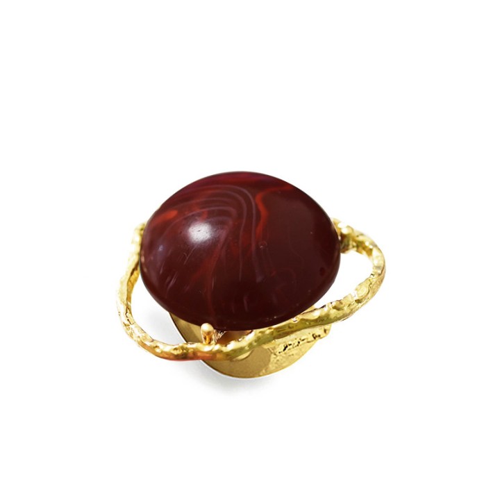 Grande Anello Elastico Irregolare XQ In Resina con Pietra Rosso