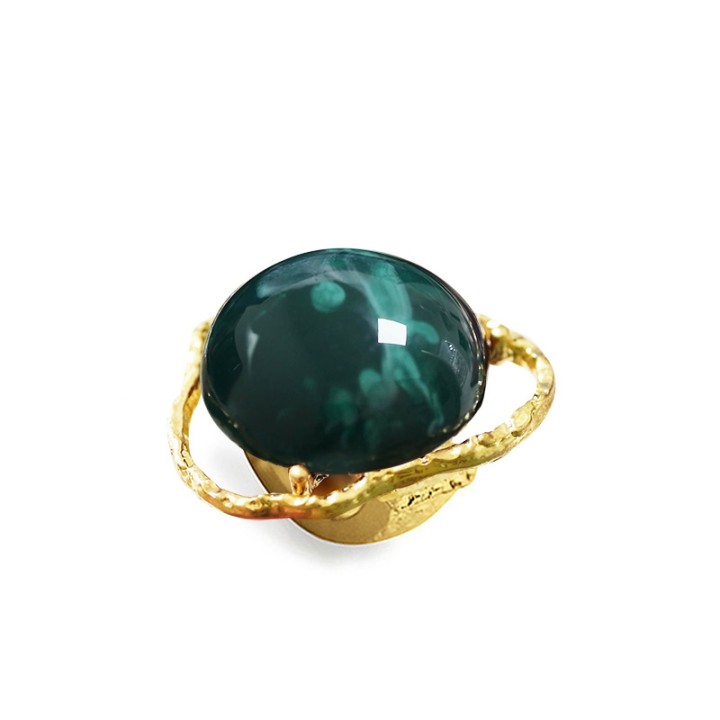 Grande Anello Elastico Irregolare XQ In Resina con Pietra Verde