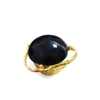 Grande Anello Elastico Irregolare XQ In Resina con Pietra Blu