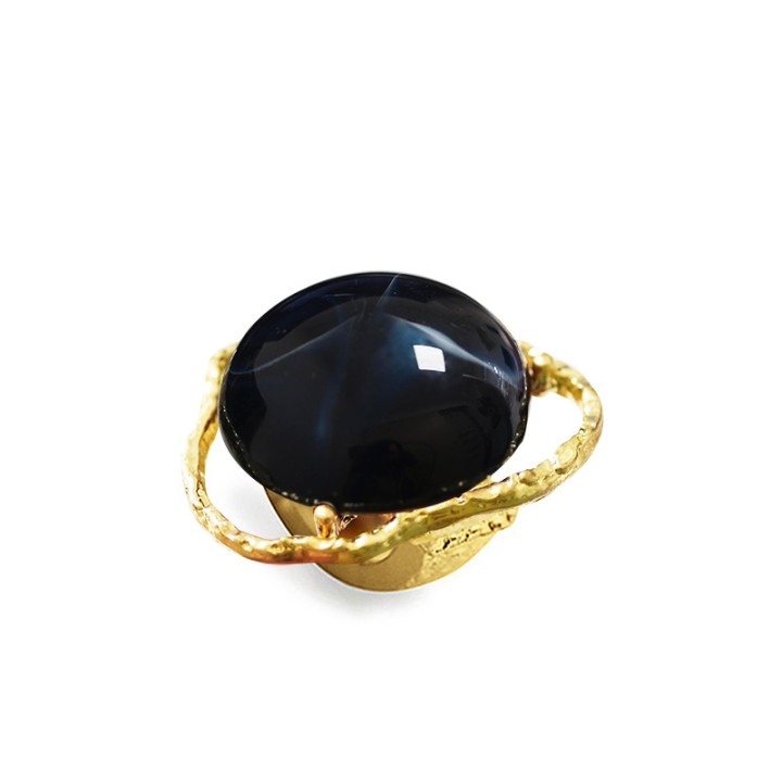 Grande Anello Elastico Irregolare XQ In Resina con Pietra Blu