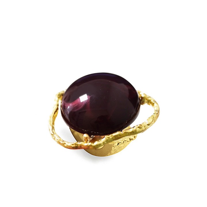 Grande Anello Elastico Irregolare XQ In Resina con Pietra Viola